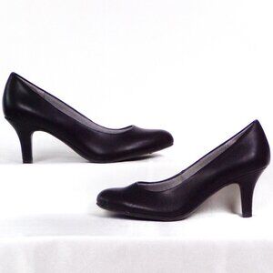 LIFESTRIDE SOFT SYSTEM size 7W PARIGI black mid-heel pumps cushioned insoles